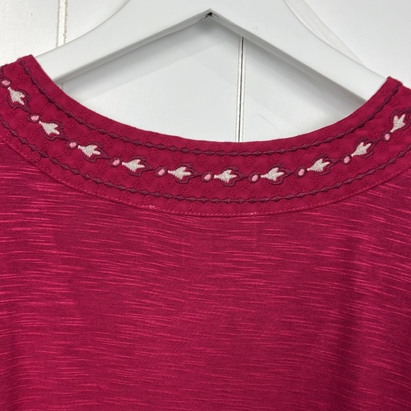 Nurture Womens Knit Tunic 2X Wine Red Pullover Embroidery Peplum Hem Soft Casual - Picture 10 of 14